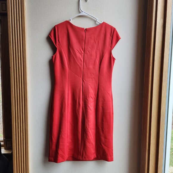 Studio One New York Hot Red Cap Sleeve Sheath Dress Size 12 - Picture 13 of 13